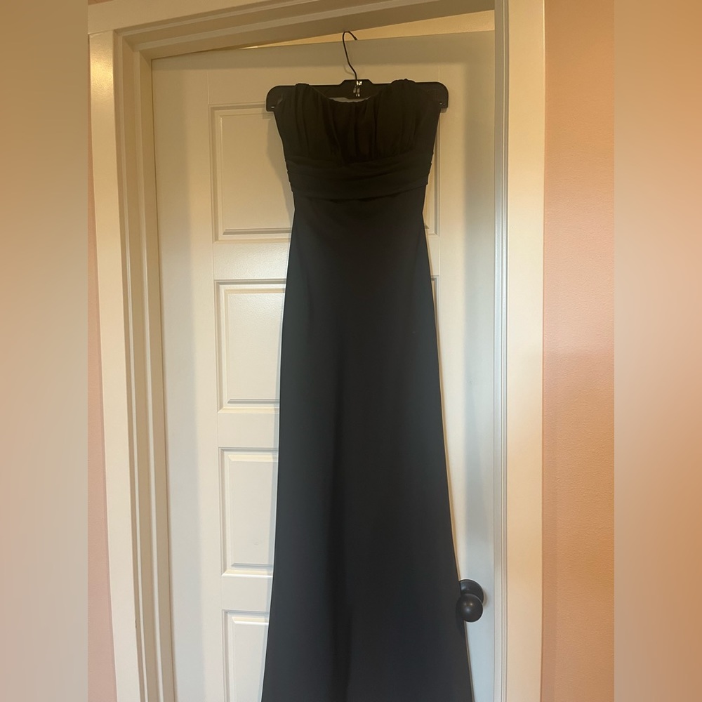 Strapless, full length, black bridesmaid dress from David’s Bridal. Worn once.
